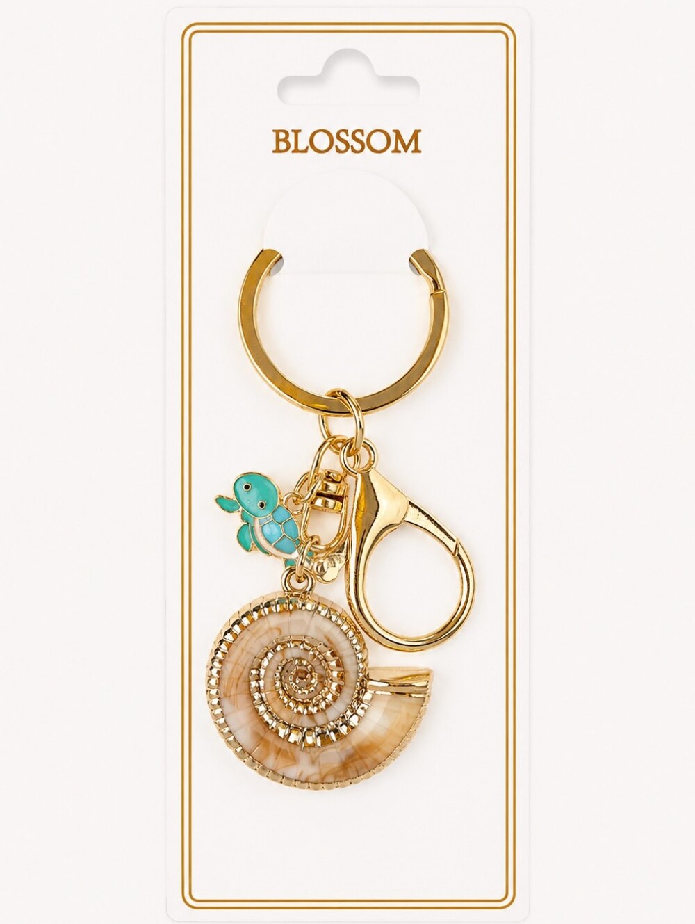 Sparkling Seashell Keychain Bag Charm Nautical Coastal Sea Turtle
